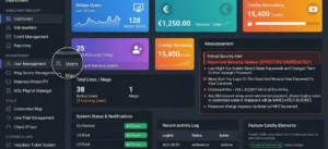 United Kingdom IPTV reseller panel dashboard with live connection stats