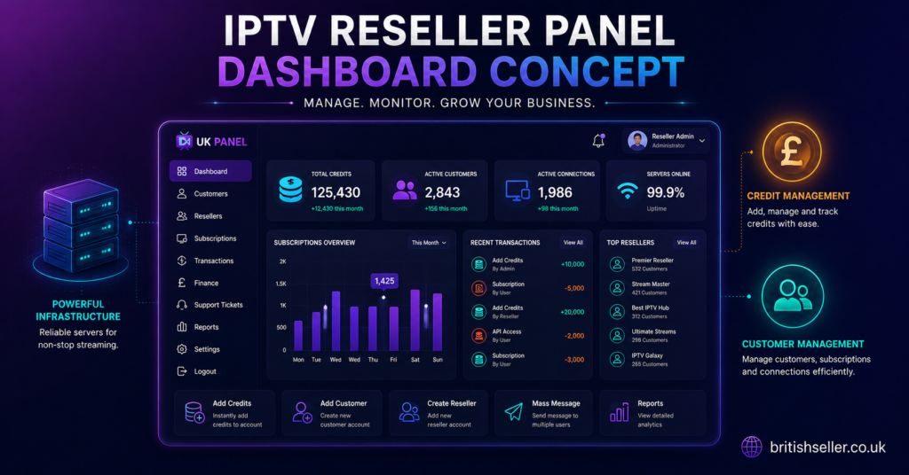 IPTV Reseller Panel Dashboard Concept